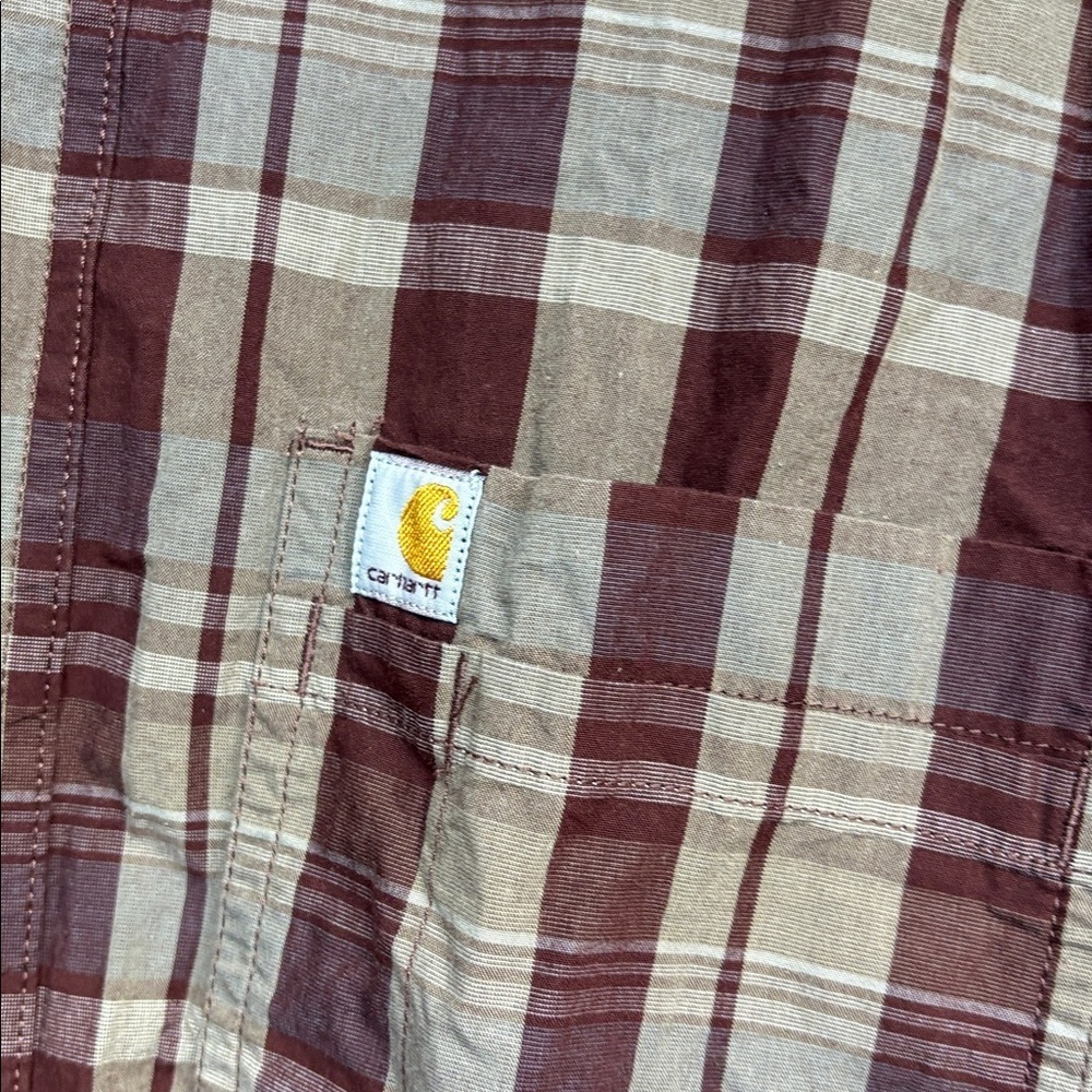 Carhartt relaxed fit  full button down Plaid long sleeve Shirt  double pocket XL - Picture 2 of 10